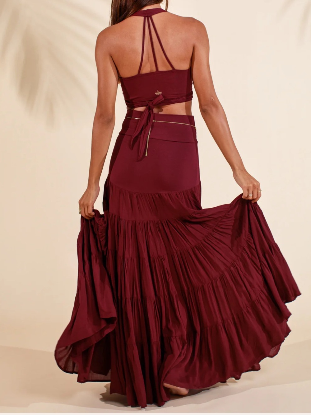 Royal Codes Esme Cherry Stone Tiered Maxi Skirt - Picture 3 of 7